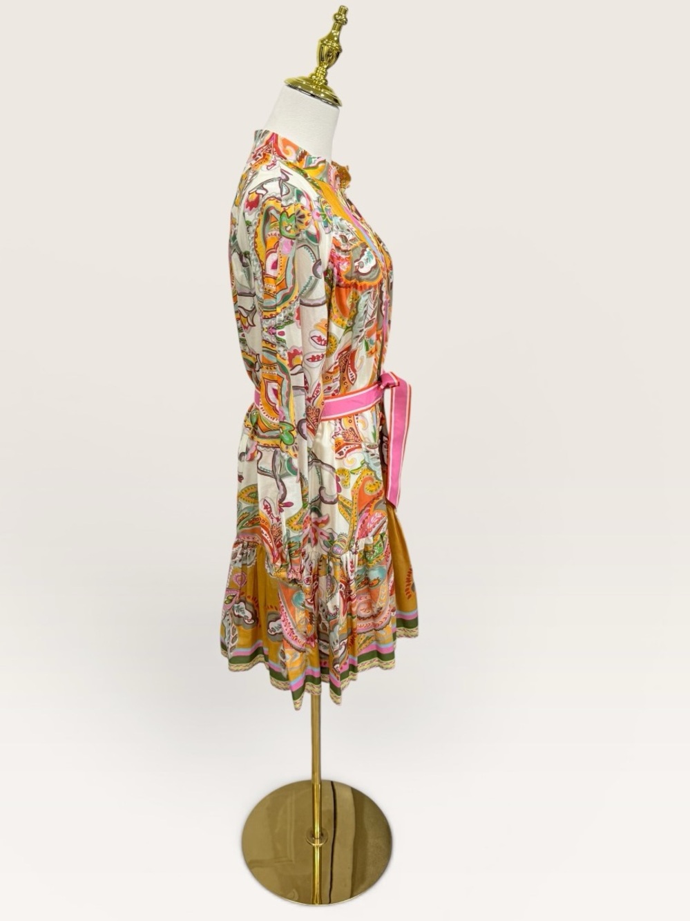 Antonio Melani Brynn Floral Print Dress Mock Neck Long Sleeve Self-Tie Dress SZ4 - Picture 11 of 15